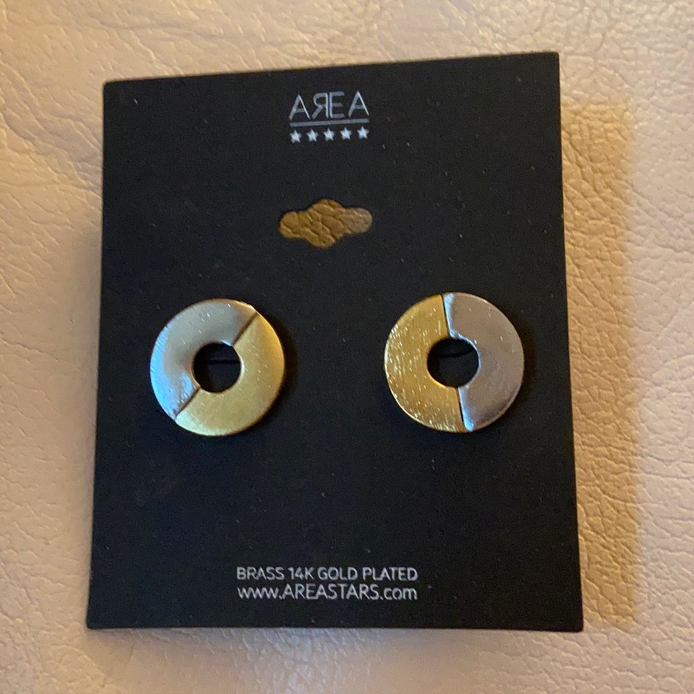 AREA NWT brass14K gold plated earrings